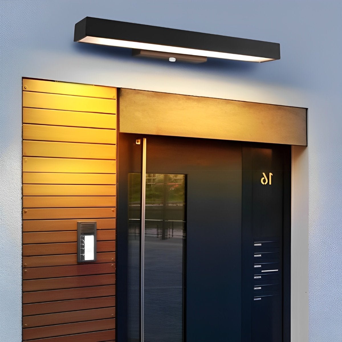 Rectangular Minimalist Waterproof Motion Sensor Black Modern Wall Sconce — product view 2