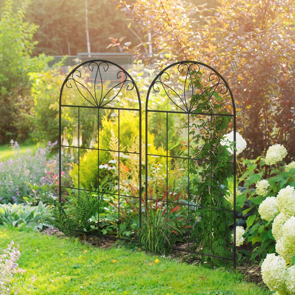 2 Pack Metal Garden Trellis Panels, 20" x 47", Black — product view 3