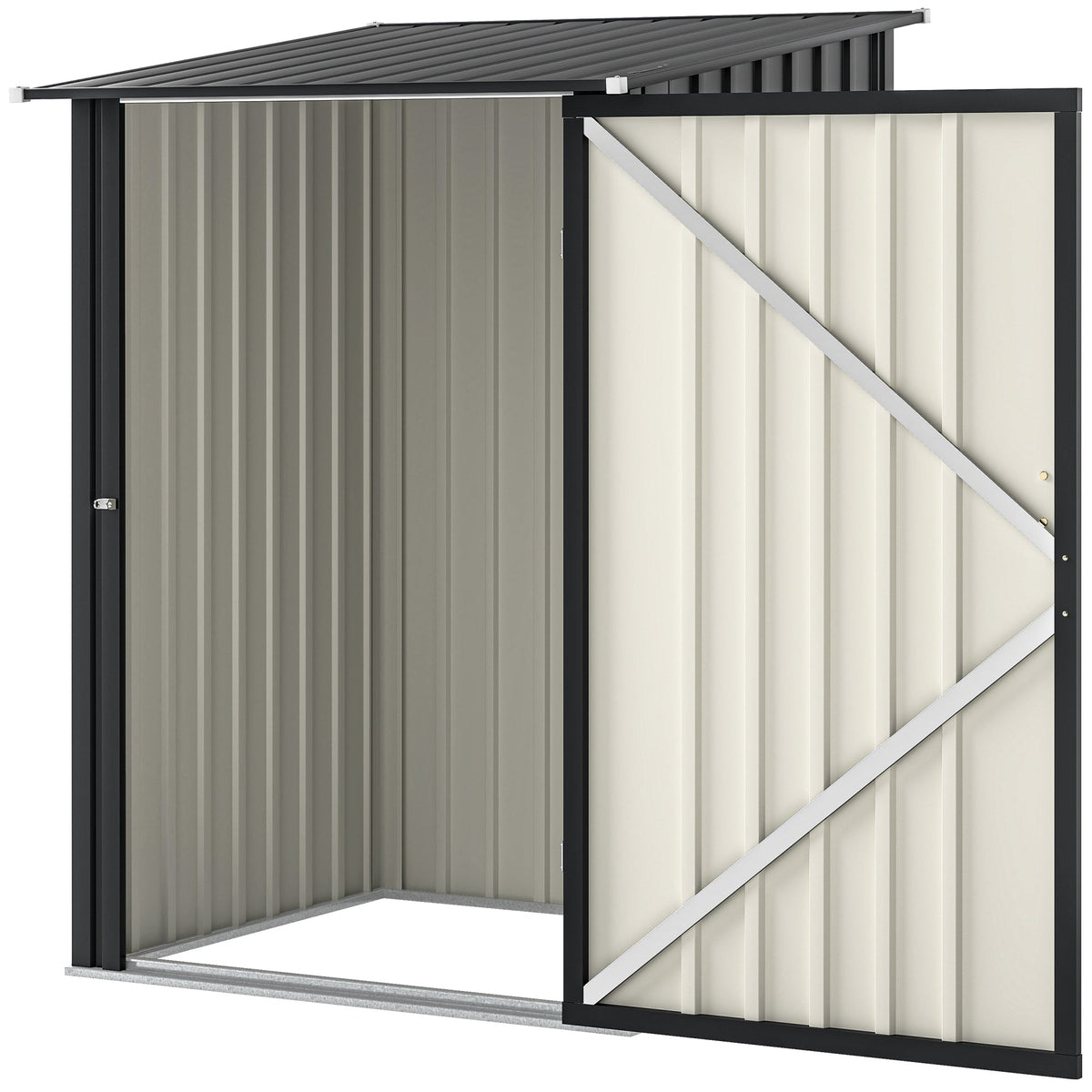 Lean-to Steel Garden Shed 3.3ft x 3.4ft with Lockable Door for Patio or Garden Storage, Dark Grey — product view 2