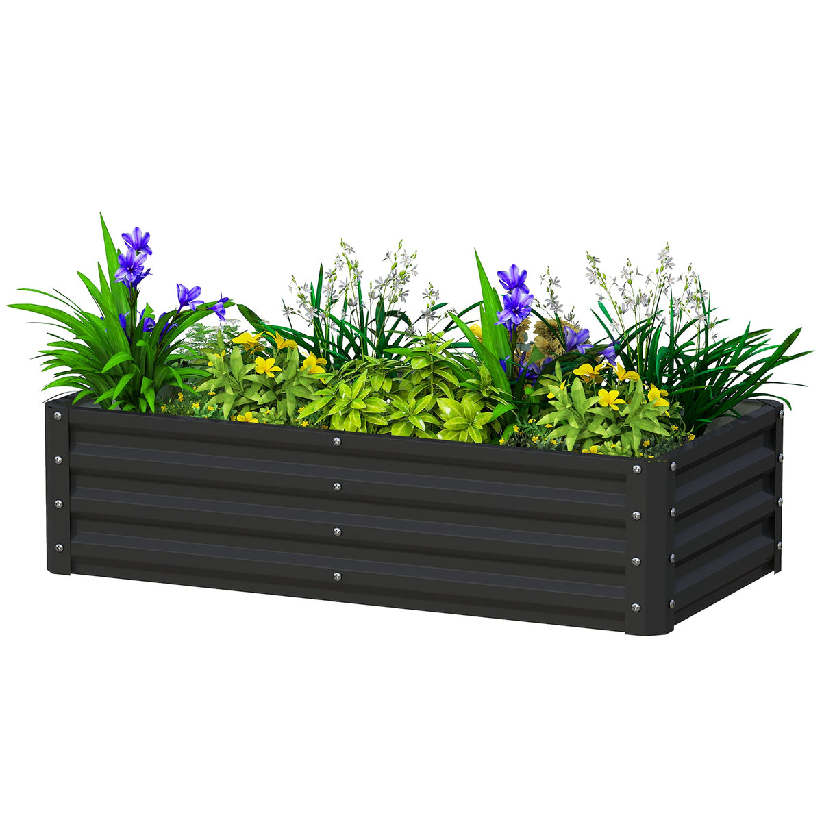 4' x 2' x 1' Galvanized Raised Garden Bed for Vegetables, Black — product view 2