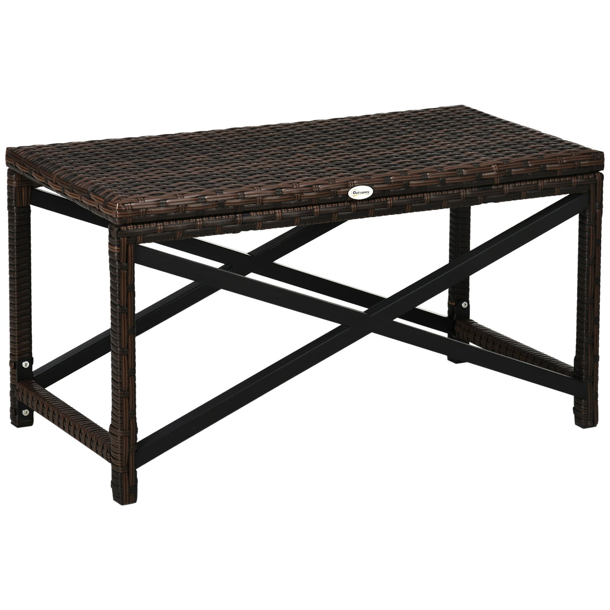 Outdoor PE Rattan Side Table with Plastic Board for Patio, Balcony, Mixed Brown — product view 1