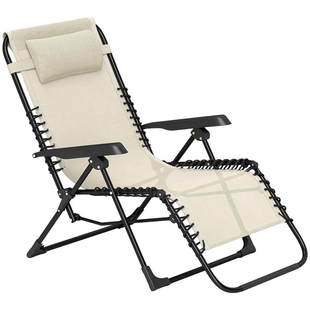 Zero Gravity Chair with 5-Position Backrest and Headrest, Beige — product view 2