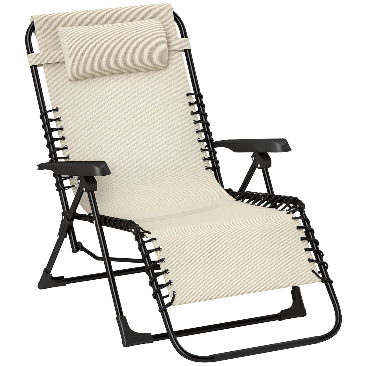 Zero Gravity Chair with 5-Position Backrest and Headrest, Beige — product view 1