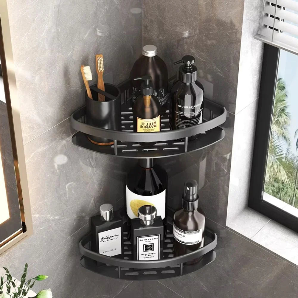 Shower Shelf | Curved Matte Aluminium & Self-Adhesive Mounting | Holds Up To 50 kg — product view 1
