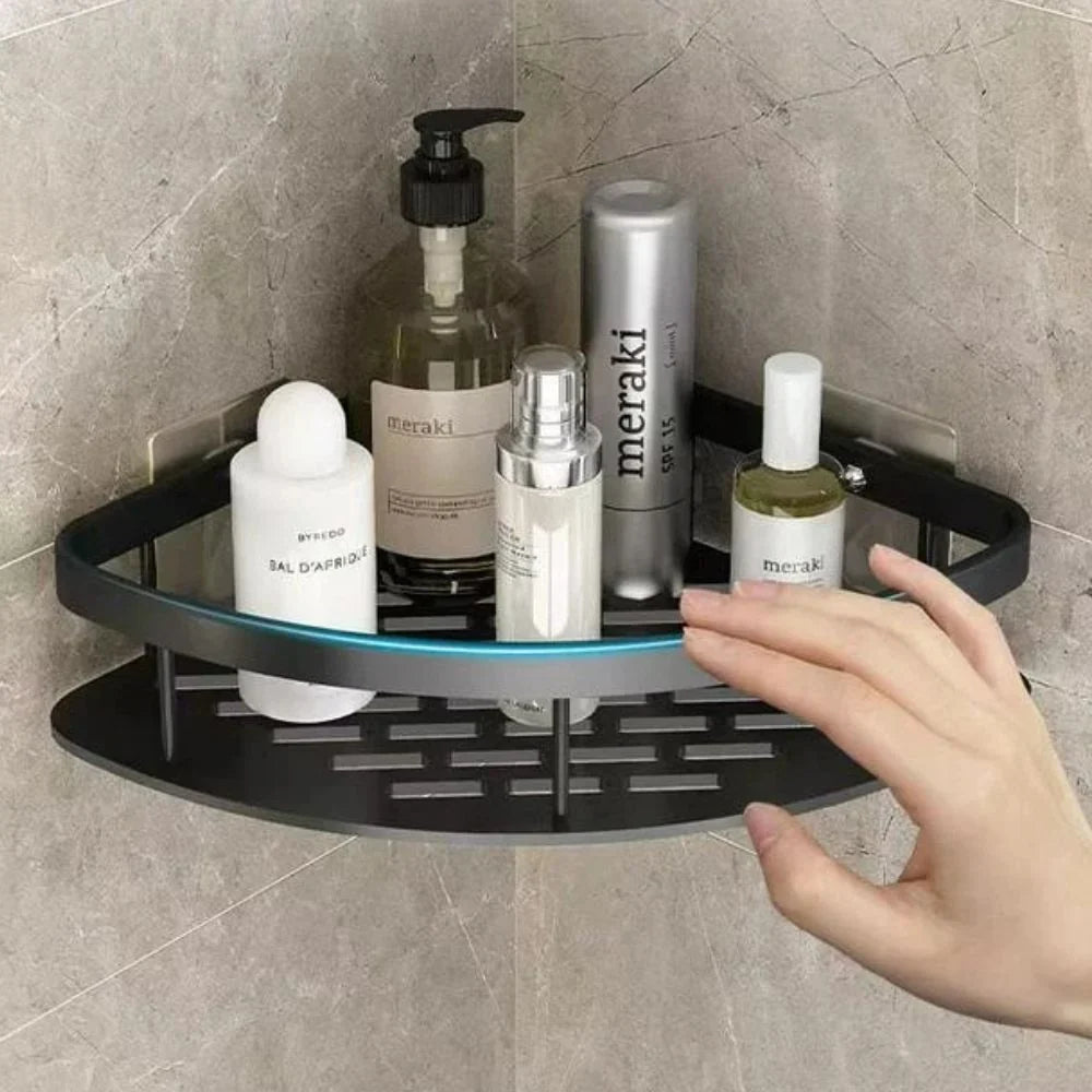 Shower Shelf | Curved Matte Aluminium & Self-Adhesive Mounting | Holds Up To 50 kg — product view 2