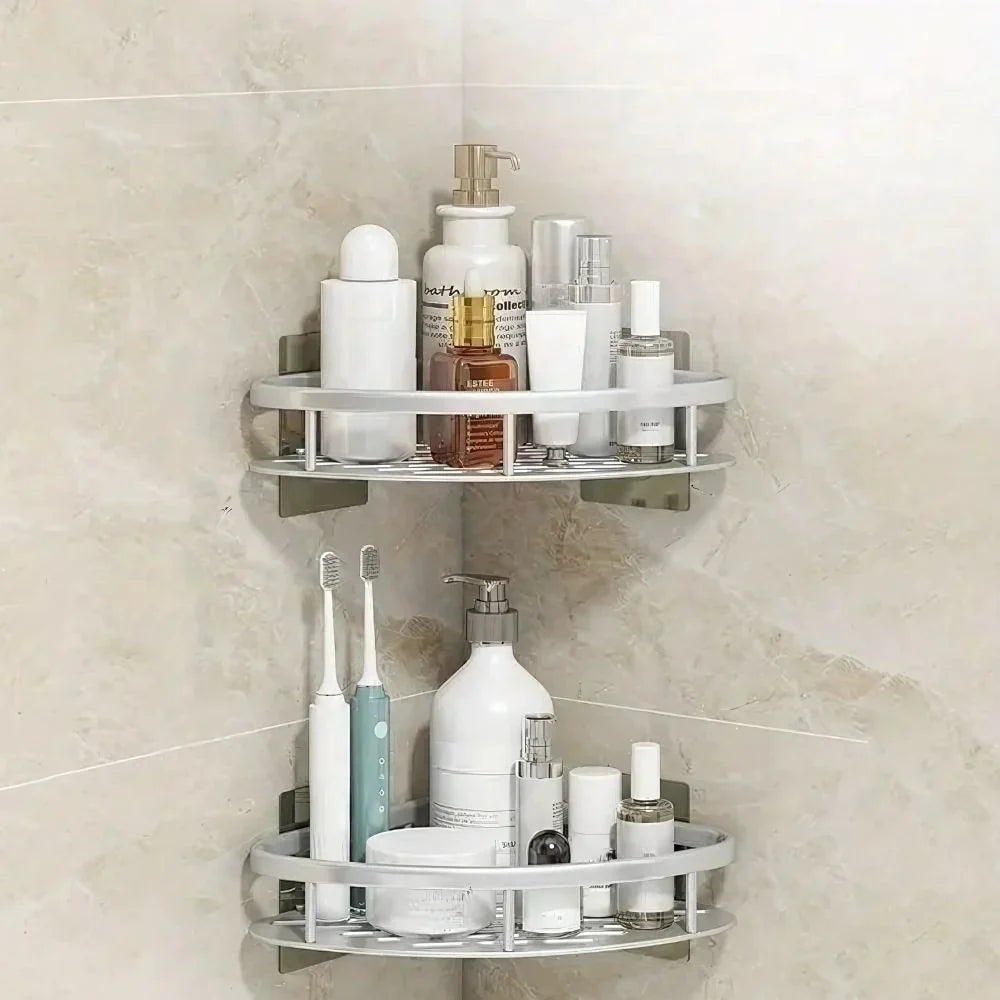 Shower Shelf | Curved Matte Aluminium & Self-Adhesive Mounting | Holds Up To 50 kg — product view 4