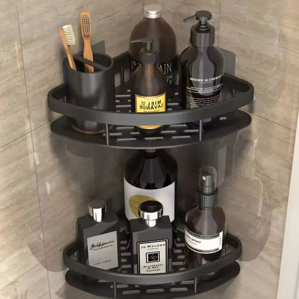Shower Shelf | Curved Matte Aluminium & Self-Adhesive Mounting | Holds Up To 50 kg — product view 6