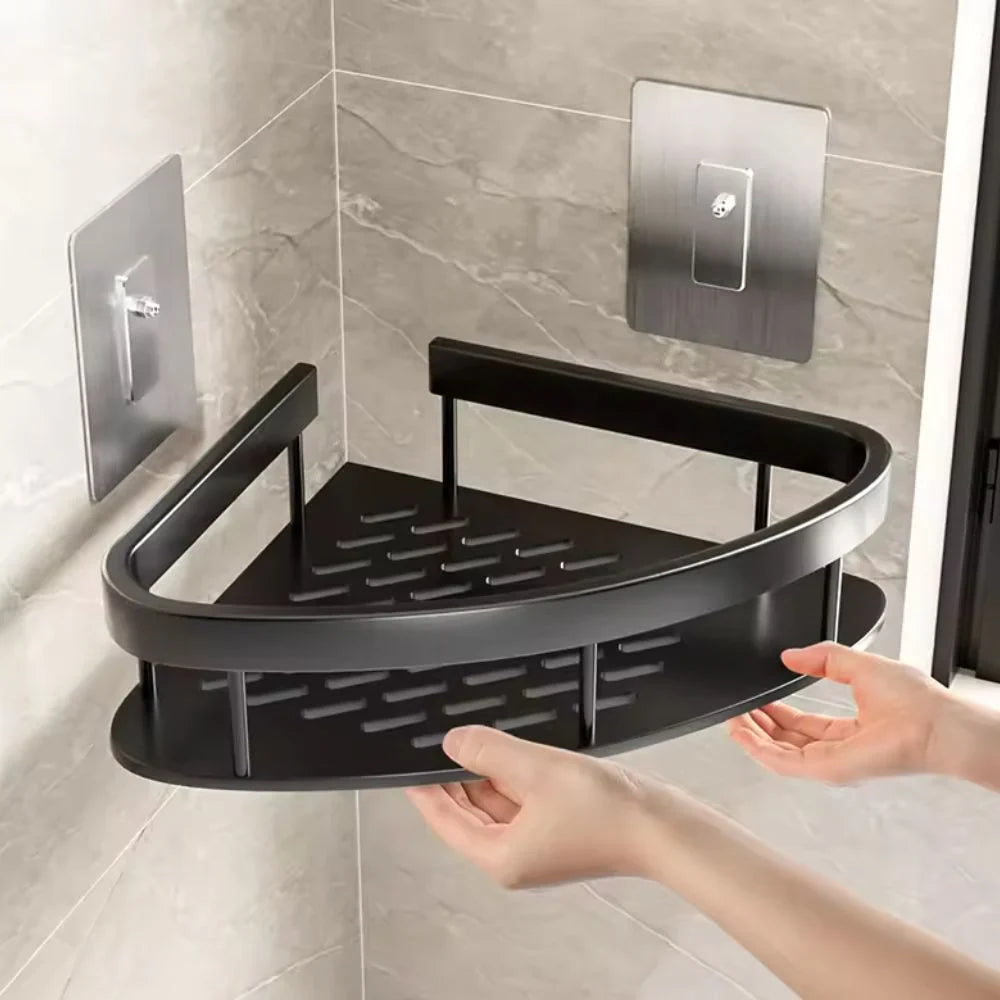 Shower Shelf | Curved Matte Aluminium & Self-Adhesive Mounting | Holds Up To 50 kg — product view 7