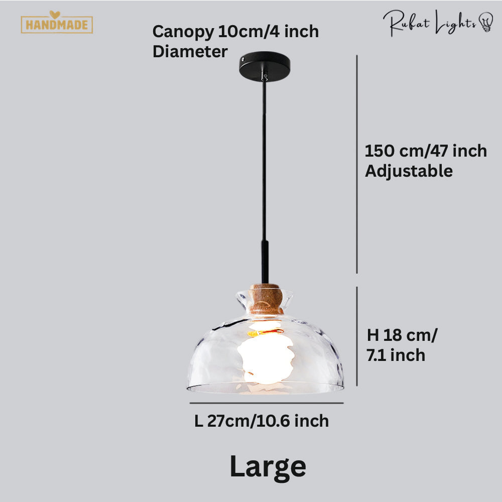 Elegance Glass Lampshade Pendant Light Modern Height Adjustable Dining Room — Small Medium Large — product view 3