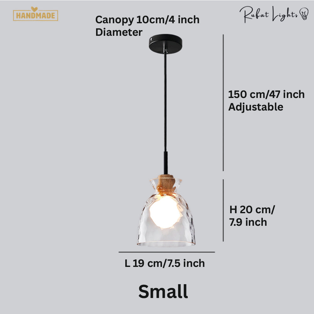 Elegance Glass Lampshade Pendant Light Modern Height Adjustable Dining Room — Small Medium Large — product view 1