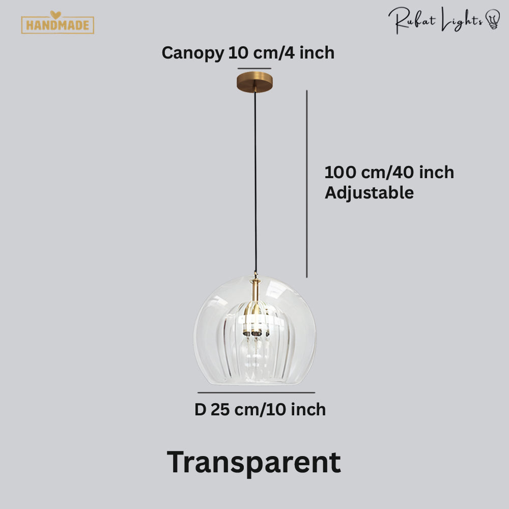 Glass Hanging Cocoon Pendant Light Modern Height Adjustable Dining Room — Transparent Brown Gray — product view 7