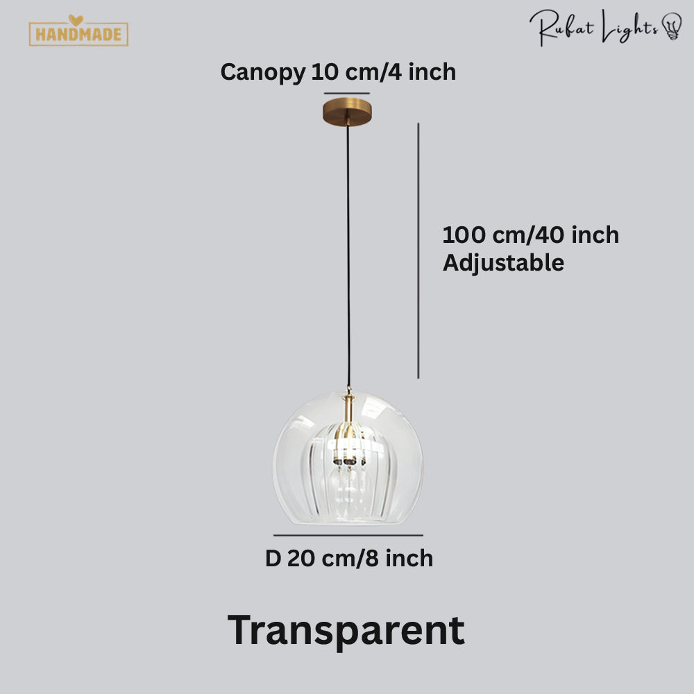 Glass Hanging Cocoon Pendant Light Modern Height Adjustable Dining Room — Transparent Brown Gray — product view 4