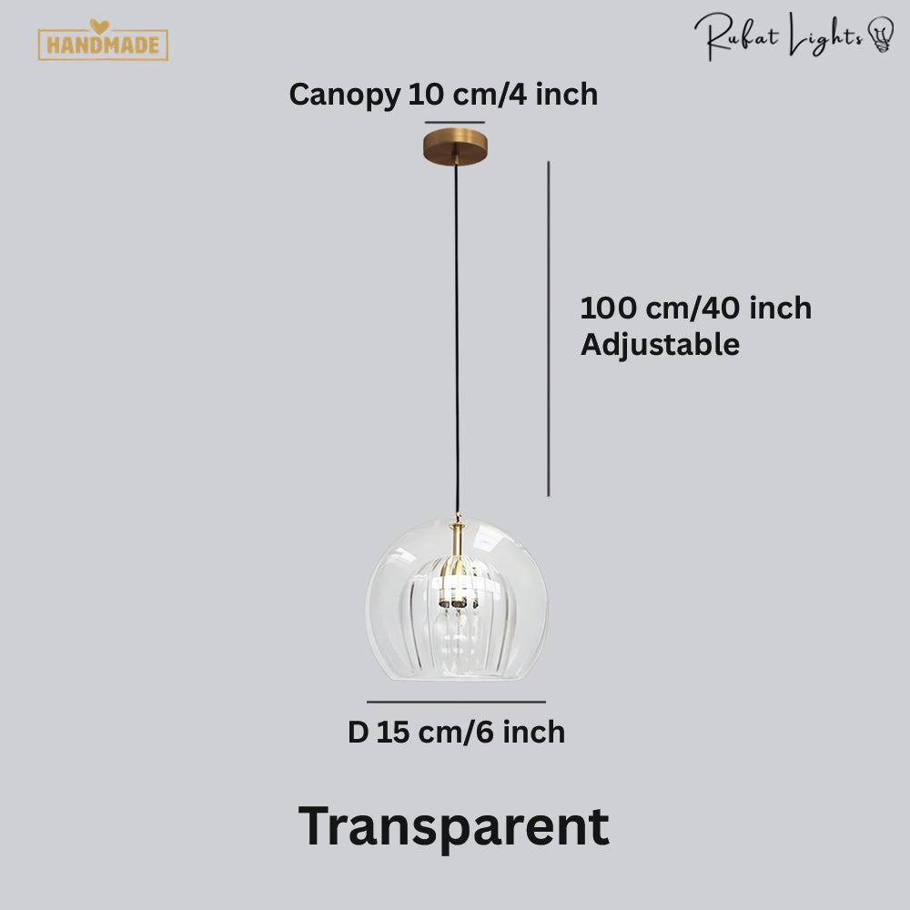 Glass Hanging Cocoon Pendant Light Modern Height Adjustable Dining Room — Transparent Brown Gray — product view 1