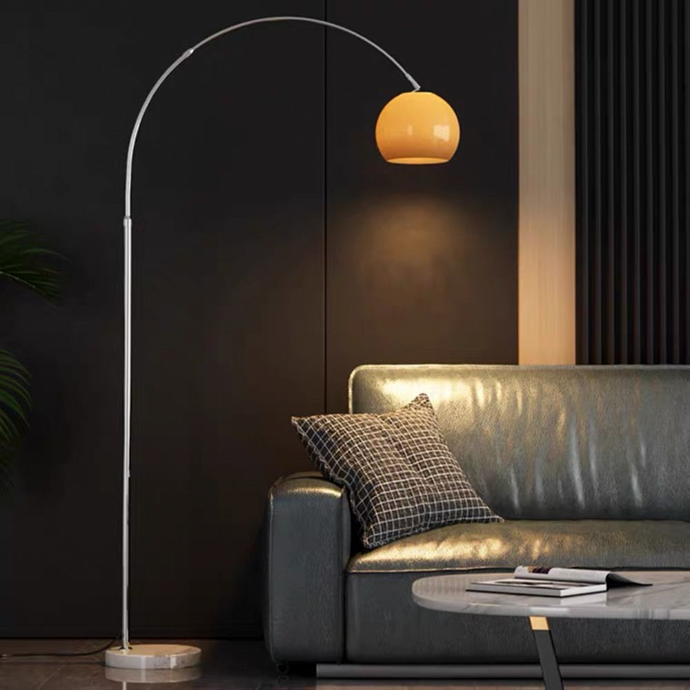 Mira Floor Arc Lamp, Tall Floor Light, Modern, Orange/ White — product view 5