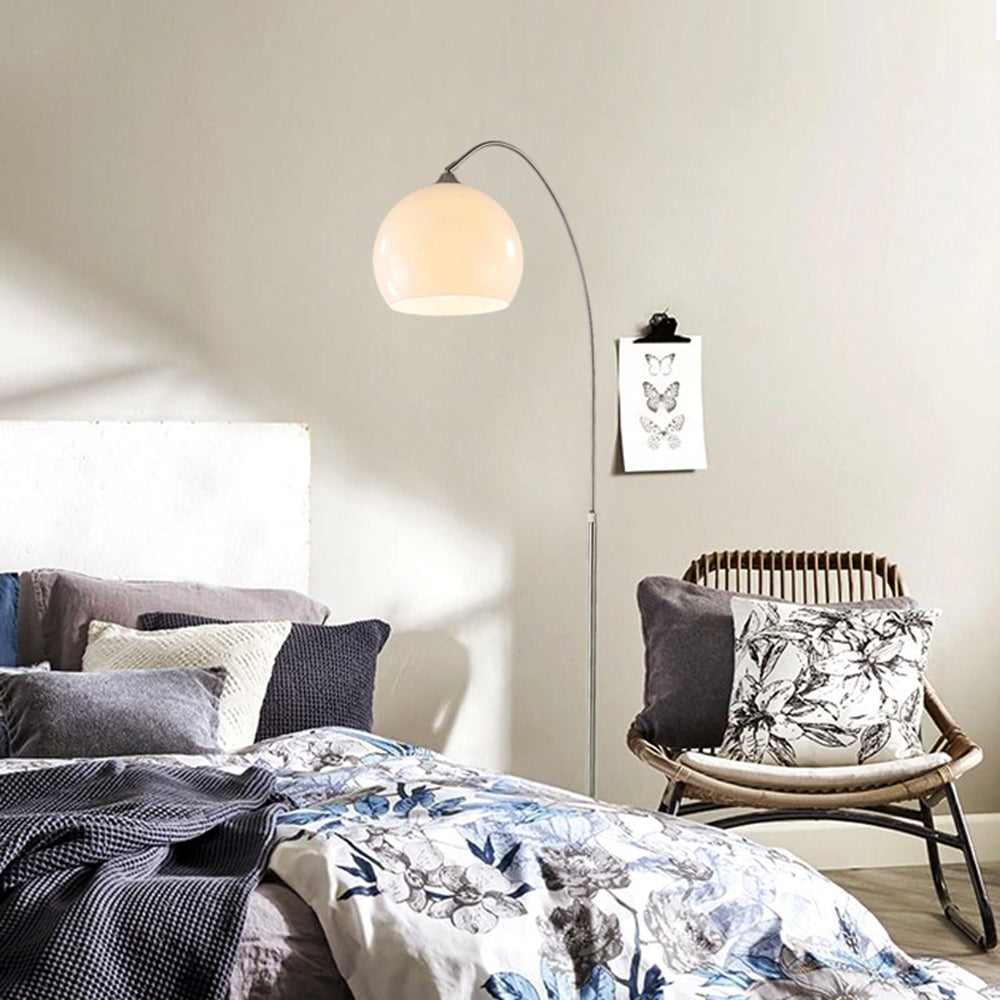 Mira Floor Arc Lamp, Tall Floor Light, Modern, Orange/ White — product view 2