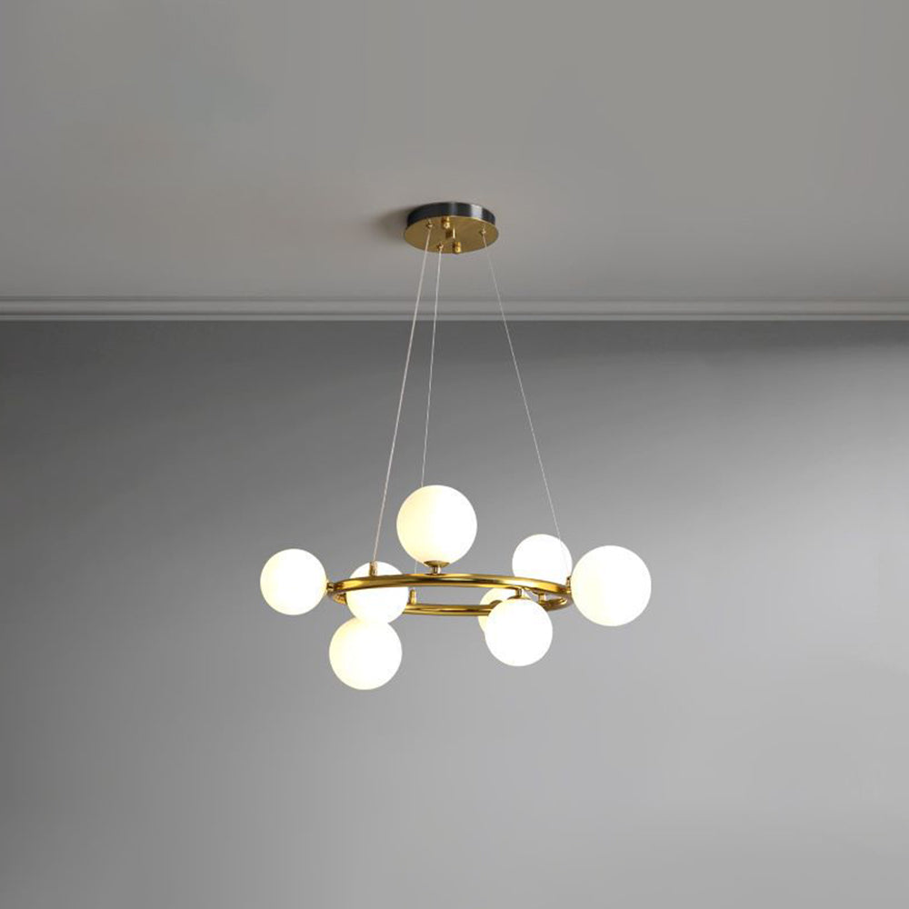 Valentina Modern Glass Globe Ring Chandelier, Gold/Black — product view 1