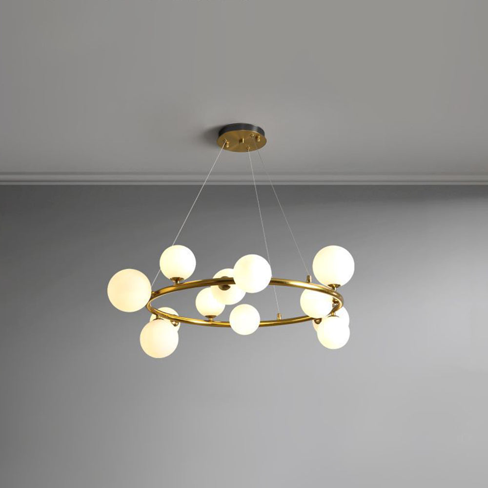 Valentina Modern Glass Globe Ring Chandelier, Gold/Black — product view 3