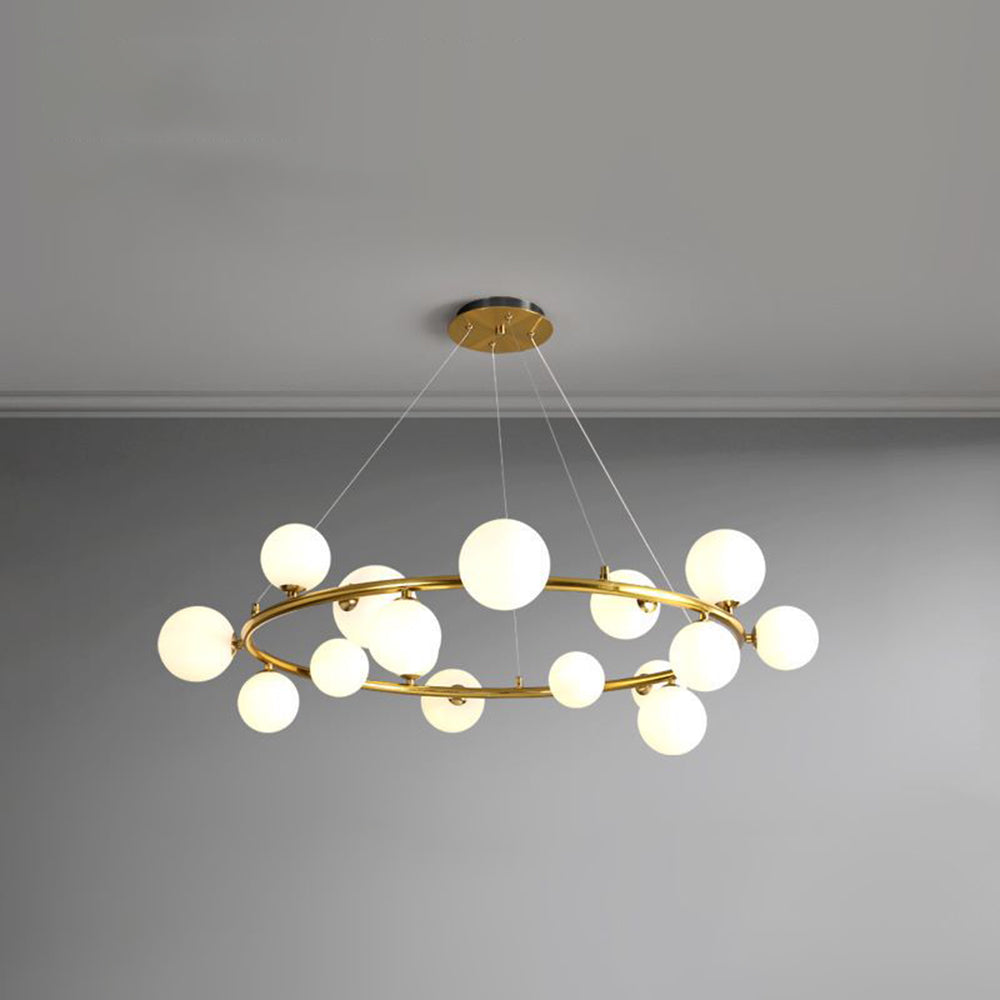 Valentina Modern Glass Globe Ring Chandelier, Gold/Black — product view 5