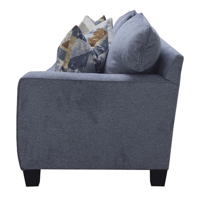 Thame Denim Blue Fabric Sofa and Love Seat Set – SM6099-2PC — product view 5