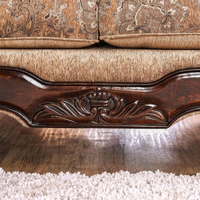 Gold & Bronze Chenille Traditional Sofa & Loveseat Set with Wood Trim – SM6407 — product view 5