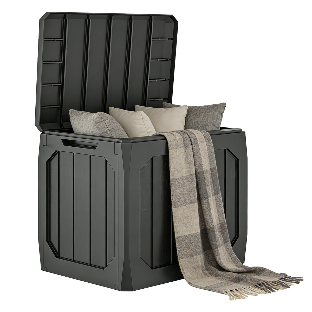 32 Gallon Plastic Deck Box with Handles, Black — product view 1