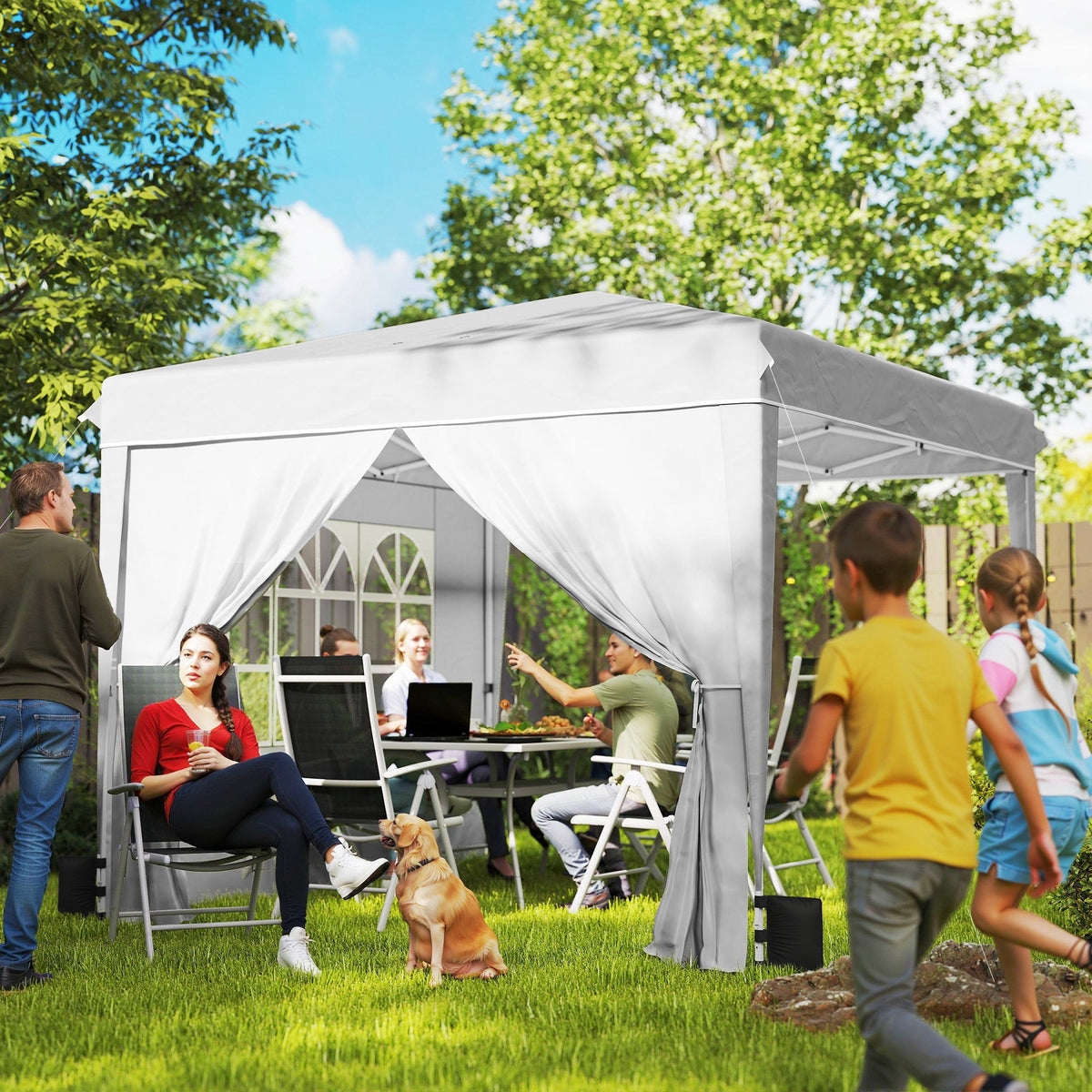 10' x 10' Pop Up Canopy Tent with Sidewalls, White — product view 3