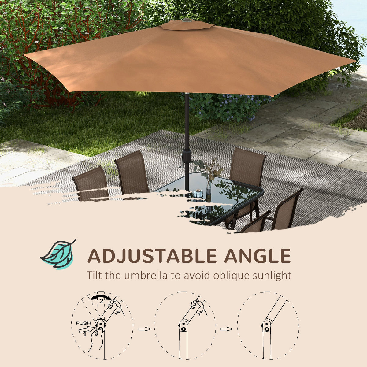 8-Piece Patio Dining Set with 9 Ft Table Umbrella, Mixed Brown — product view 7