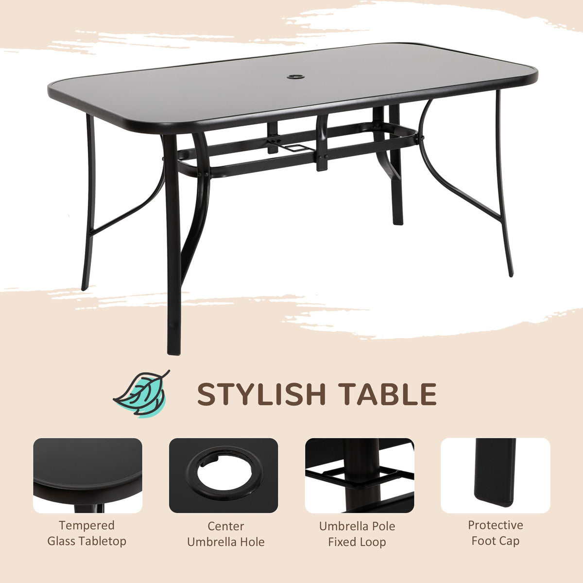 8-Piece Patio Dining Set with 9 Ft Table Umbrella, Mixed Brown — product view 6