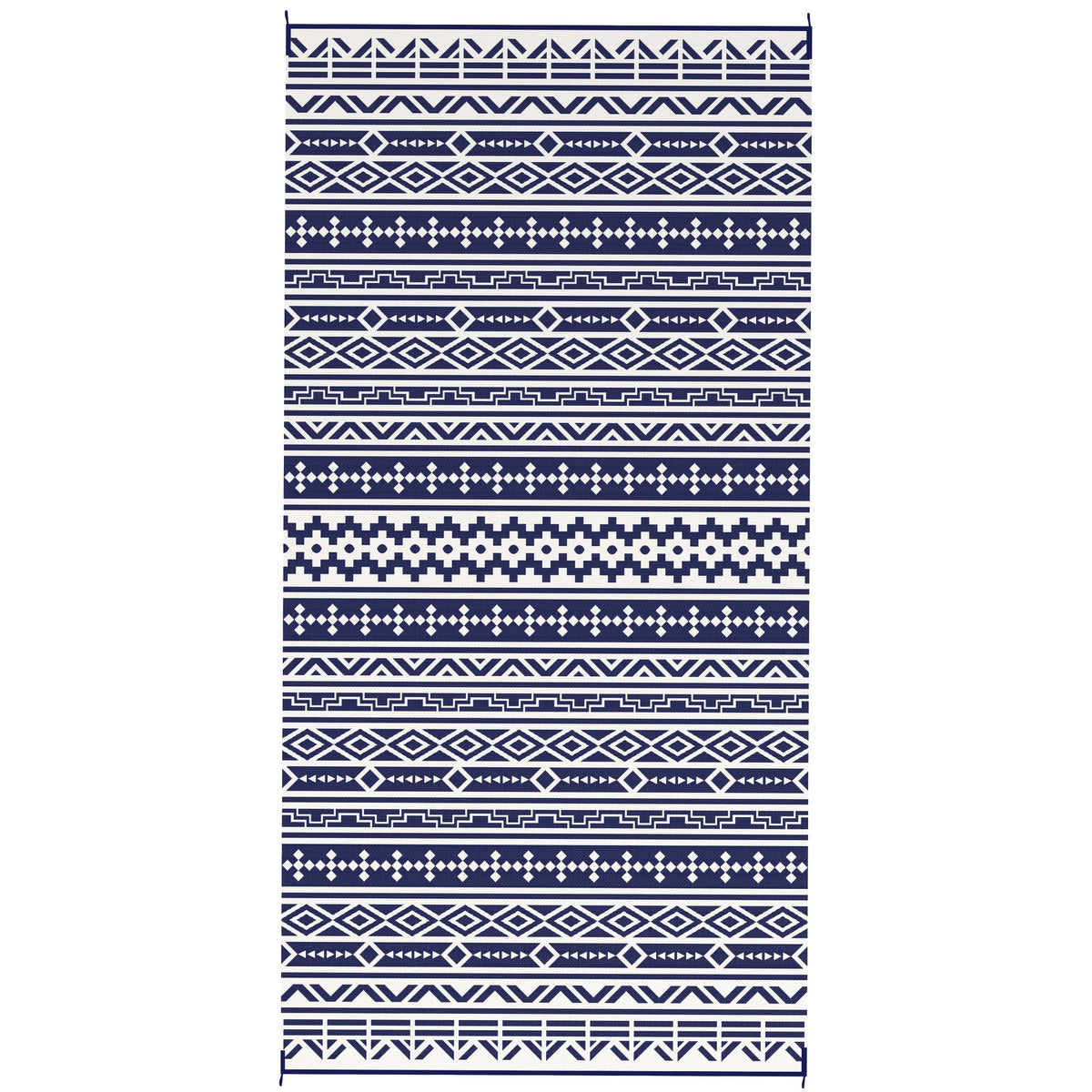 9' x 18' Reversible Outdoor Rug, Blue White Geometric — product view 1
