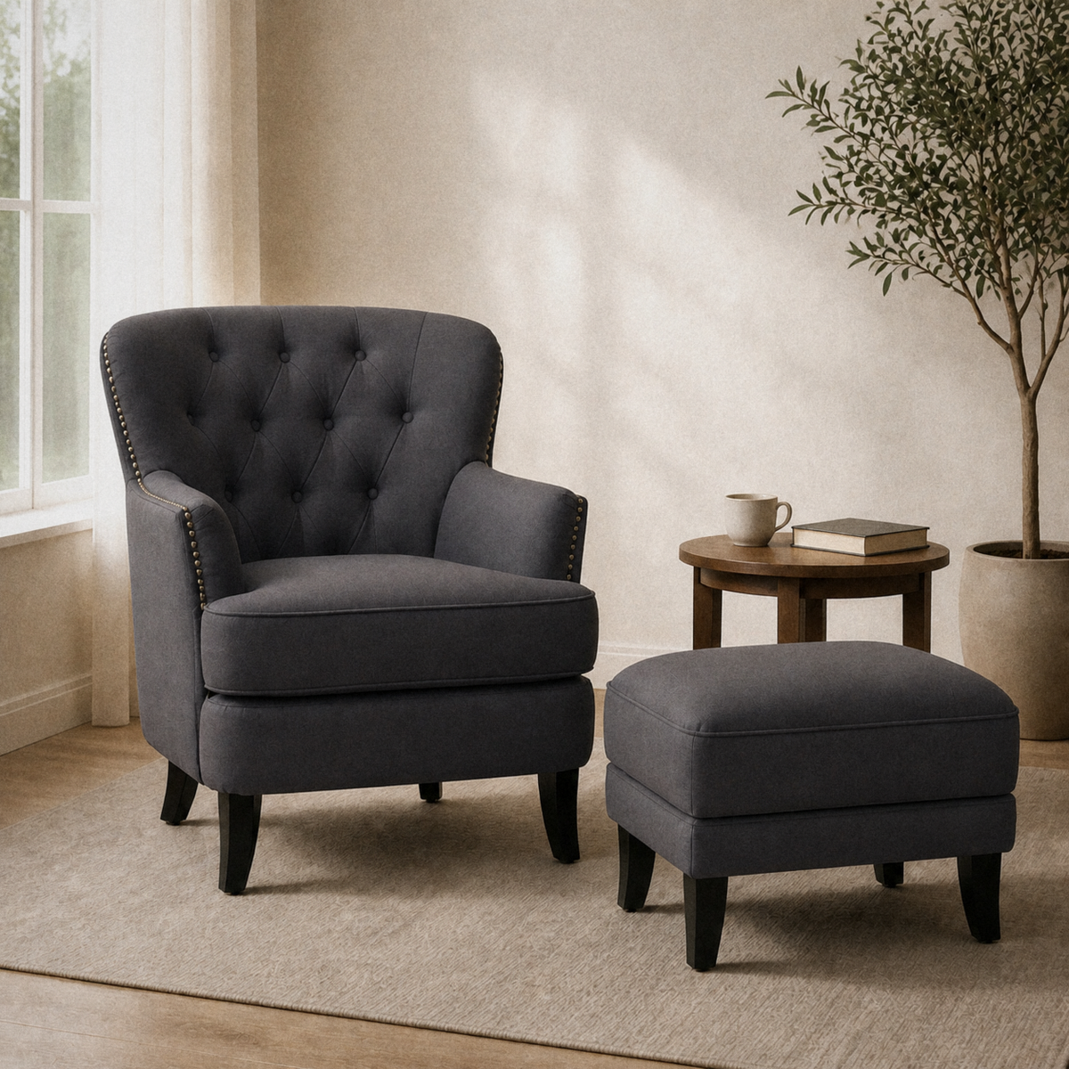 Tessmar Fugloy Tufted Armchair & Ottoman — product view 1