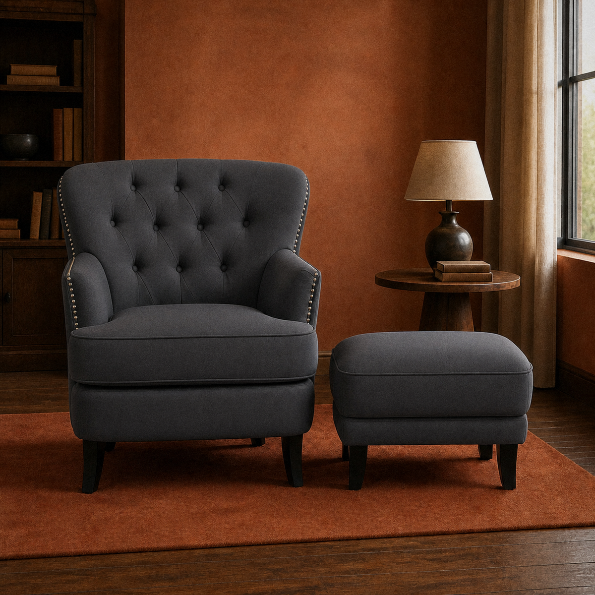 Tessmar Fugloy Tufted Armchair & Ottoman — product view 3