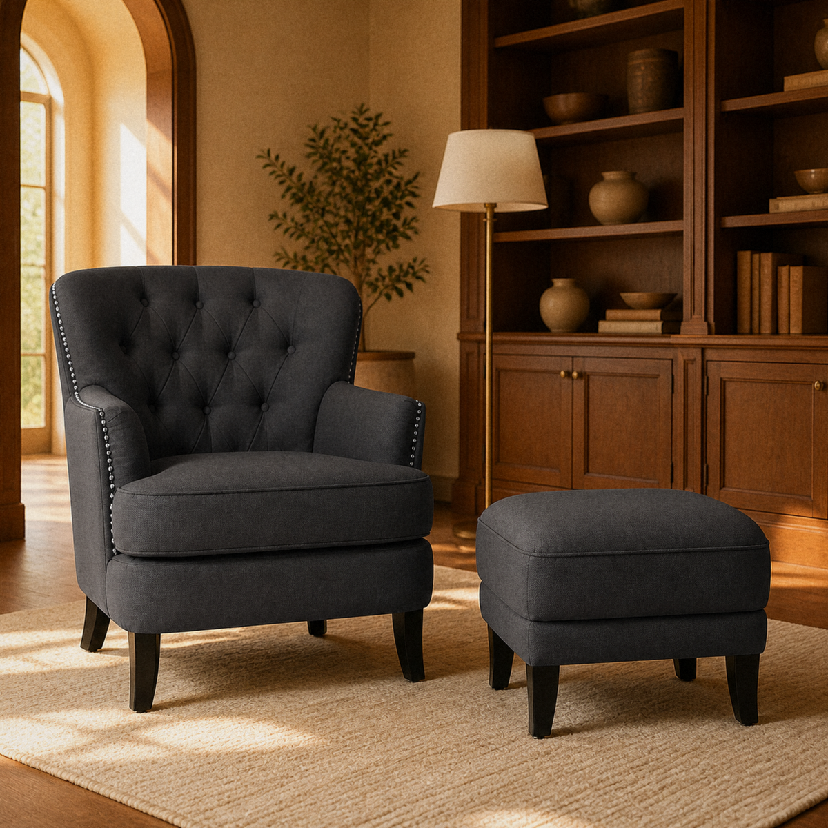 Tessmar Fugloy Tufted Armchair & Ottoman — product view 7