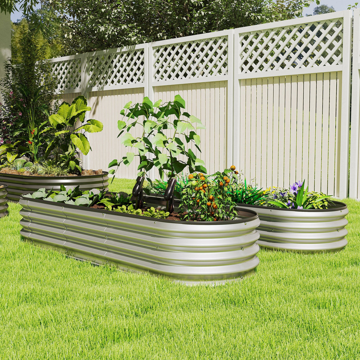 2pcs 6 x 2 x 1 ft Galvanized Raised Garden Beds, Silver — product view 4