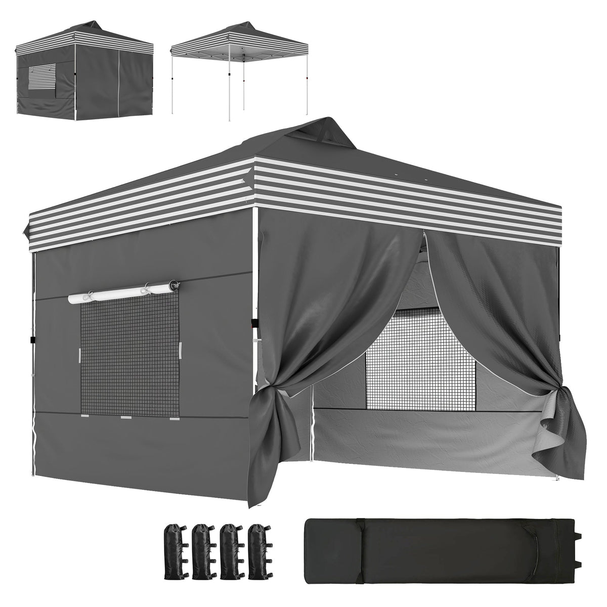10 x 10 ft Pop-Up Canopy Tent with 4 Sidewalls and Wheeled Bag, Dark Grey — product view 1