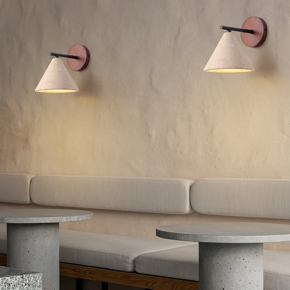 Tapered Travertine Cone Wall Sconce, Dimmable — product view 5