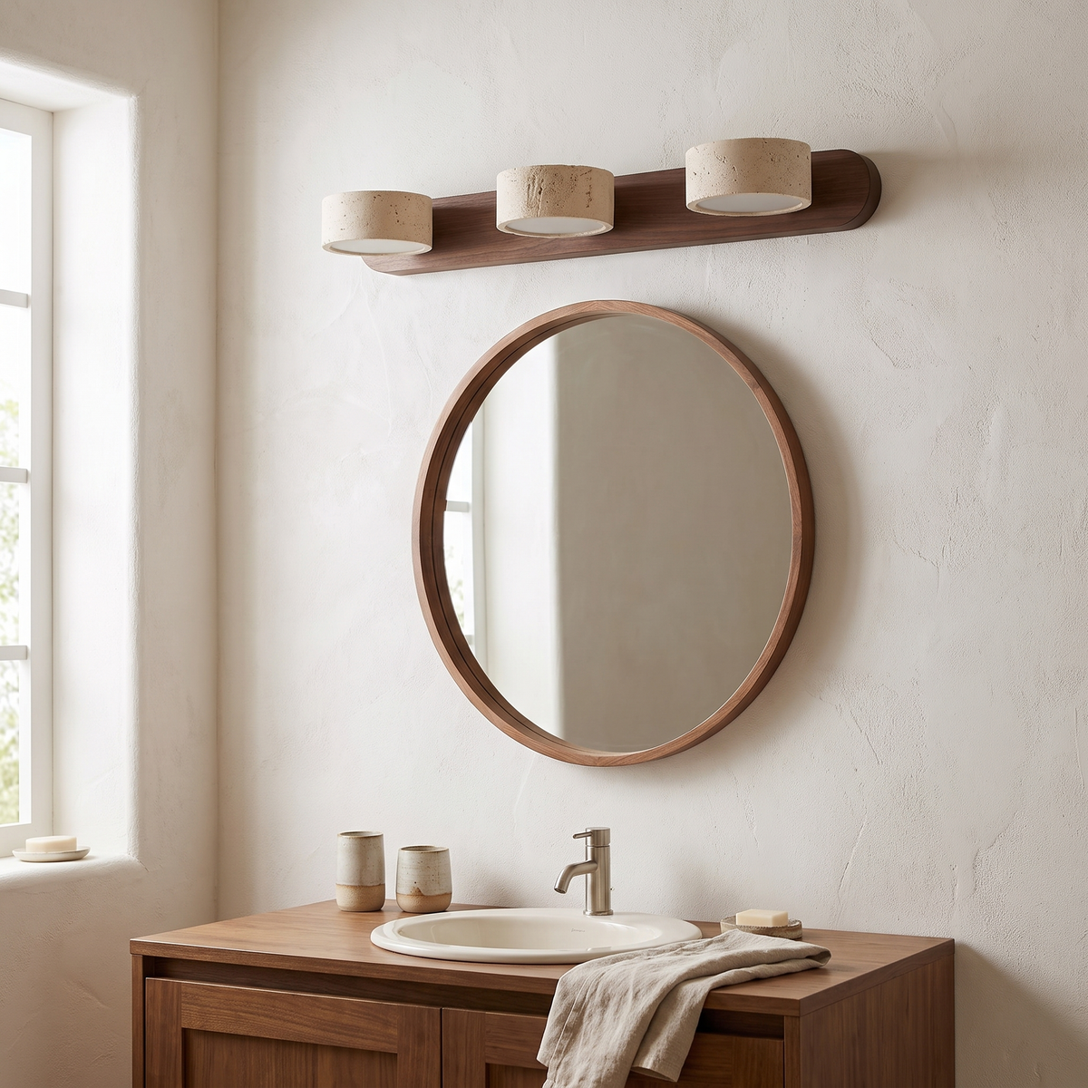 Travira Travertine Multi-Head Wall Sconce, LED — product view 3