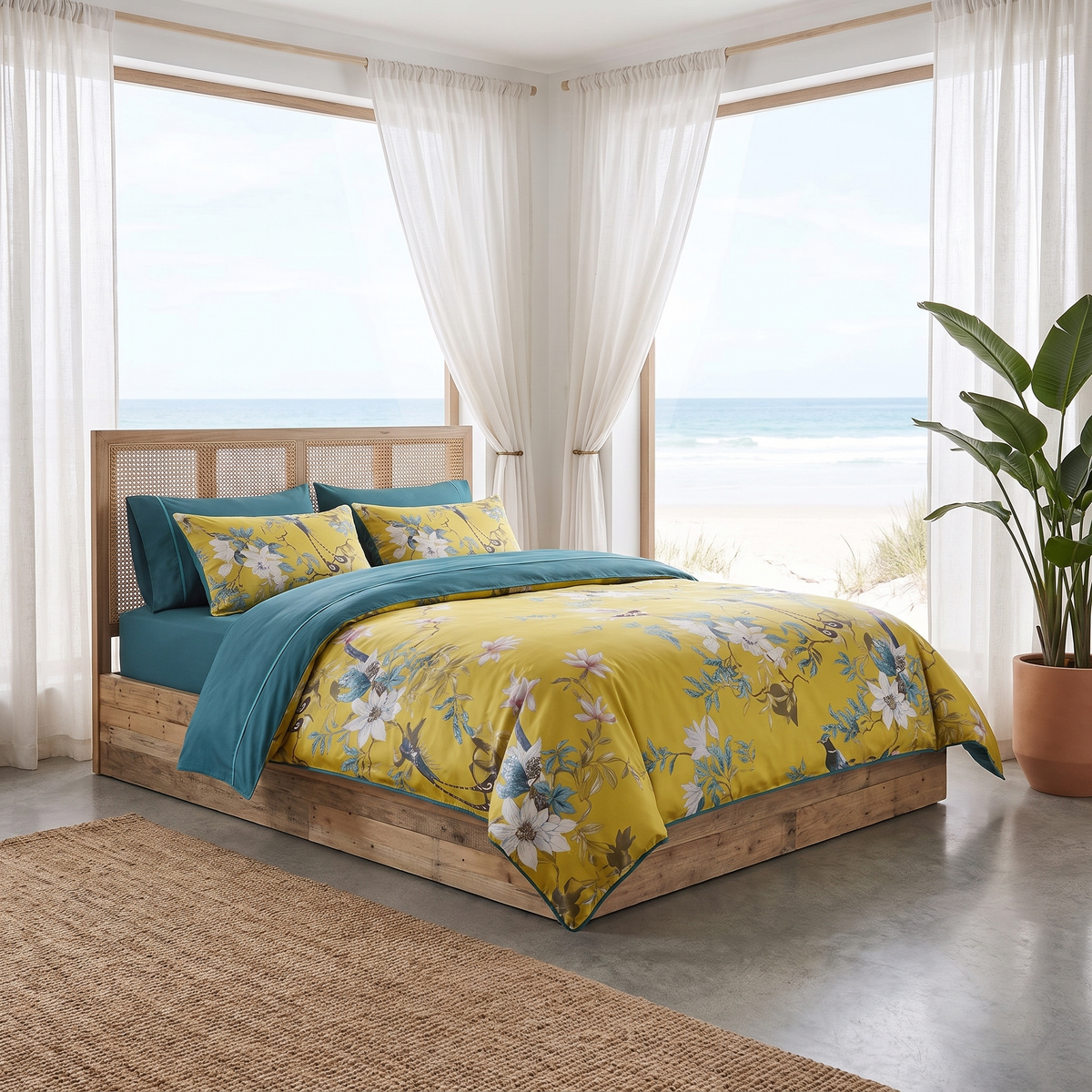 Tranquility Yellow Duvet Cover Set, Cotton — product view 1