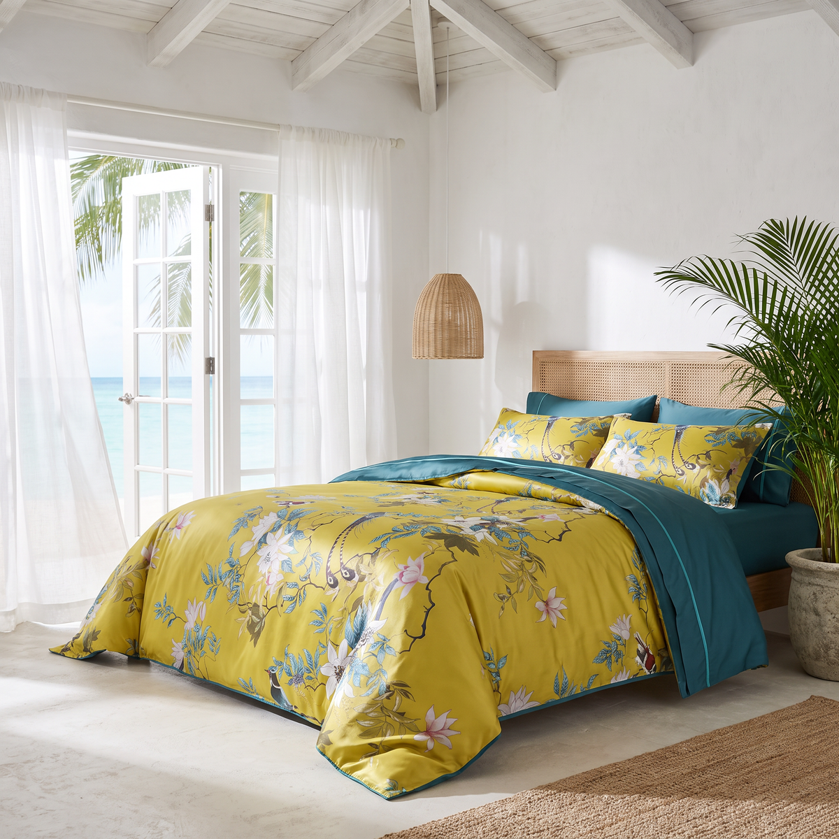 Tranquility Yellow Duvet Cover Set, Cotton — product view 4