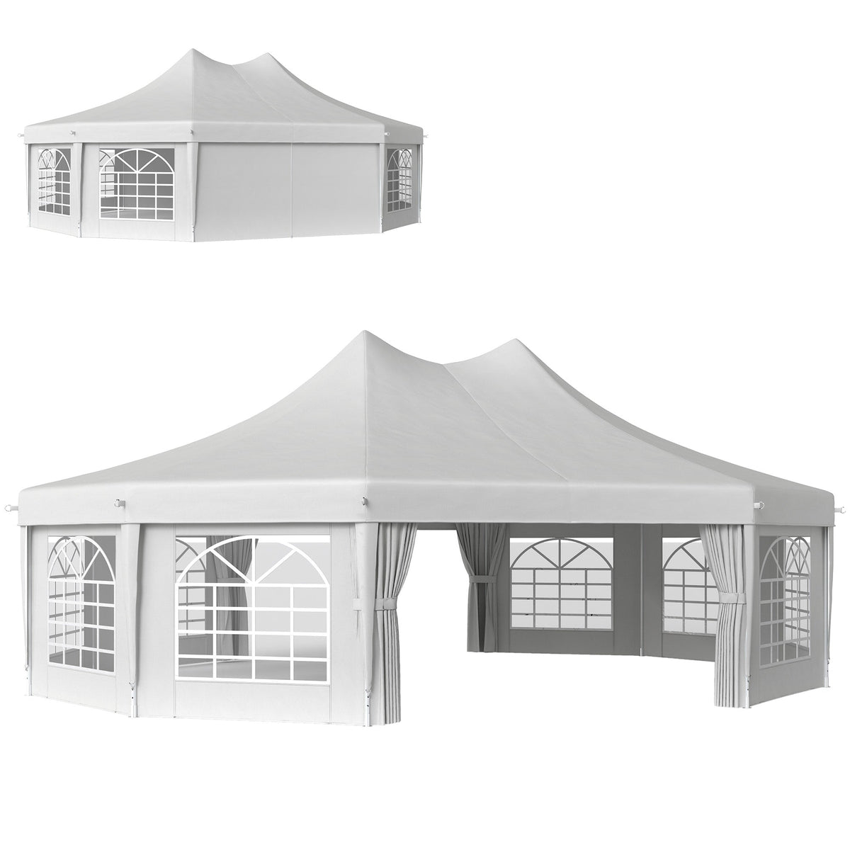 8.9 x 6.5m Decagonal Garden Gazebo Marquee with Sides, White — product view 1
