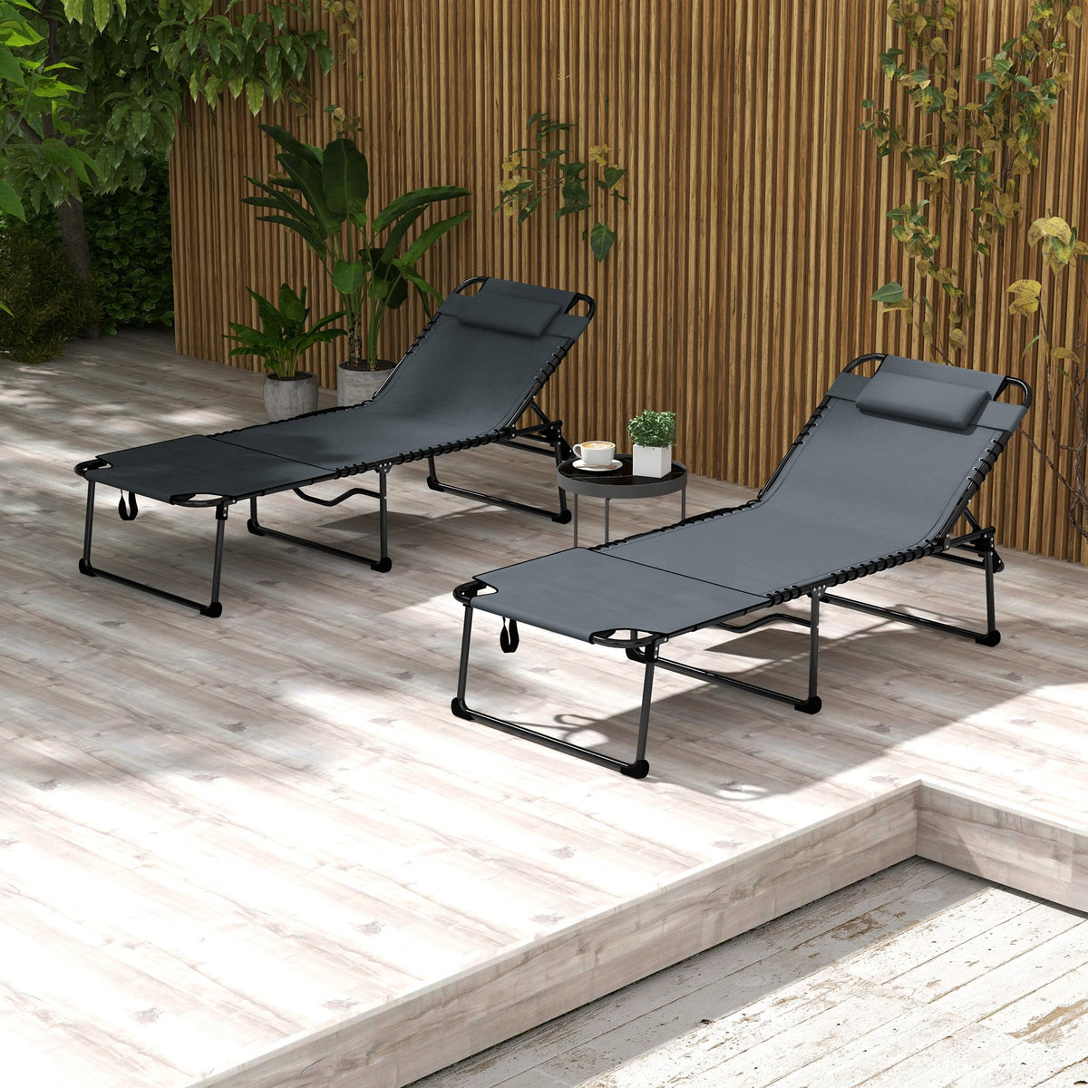 2-Piece Folding Chaise Lounge with Face Hole, Gray — product view 4