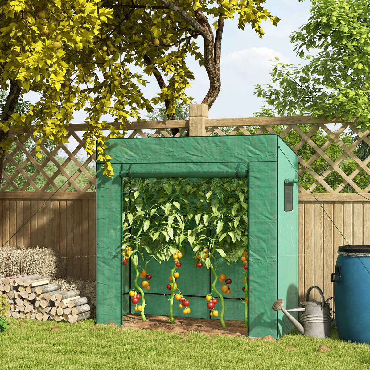 77.2" x 30.3" x 77.6" Lean-to Tomato Greenhouse, Green — product view 4