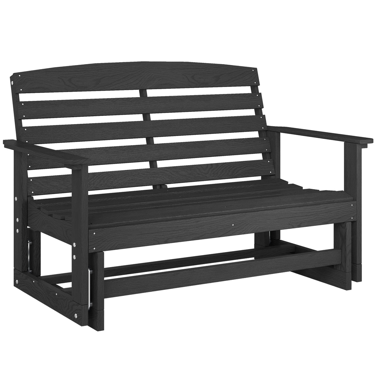2-Person Patio Double Swing Rocking Chair Loveseat w/ Slatted HDPE Frame, Distressed Black — product view 1