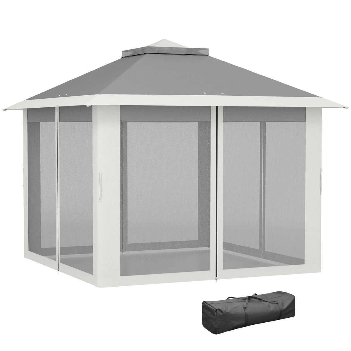 11' x 11' Pop Up Canopy with Double Roof and Mesh Sidewalls, Dark Grey — product view 2
