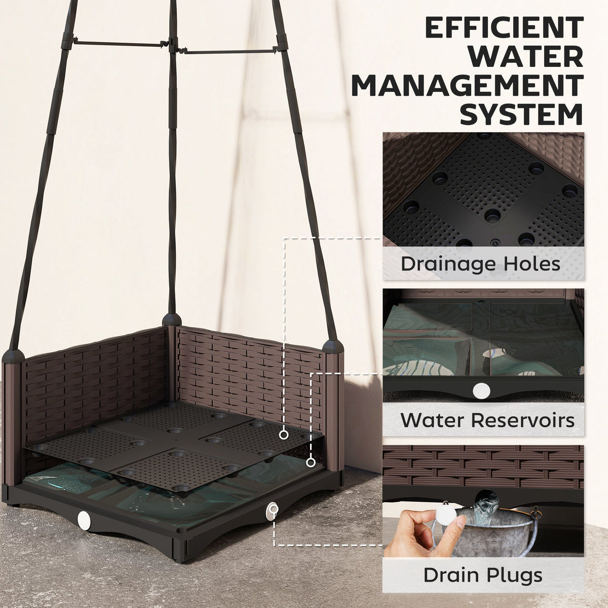 Self Watering Raised Garden Bed with Trellis, 40 x 40 x 175 cm — product view 7