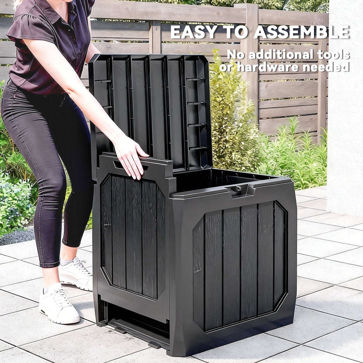 32 Gallon Plastic Deck Box with Handles, Black — product view 6