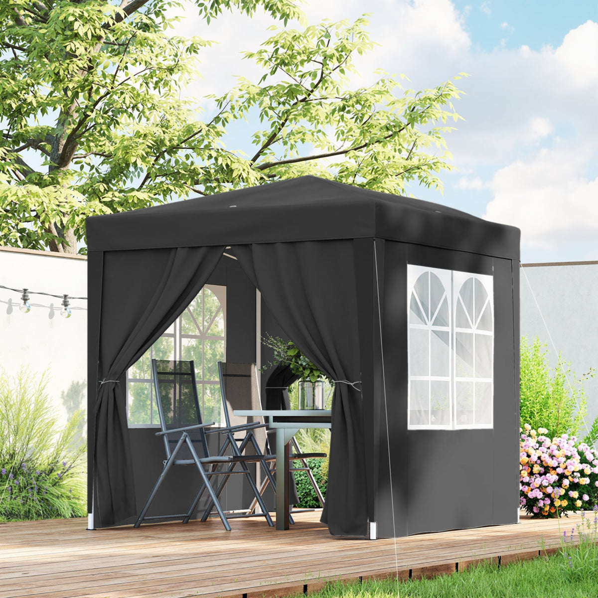 6.6' x 6.6' Pop-Up Canopy Tent with Sidewalls and Carry Bag, Black — product view 4