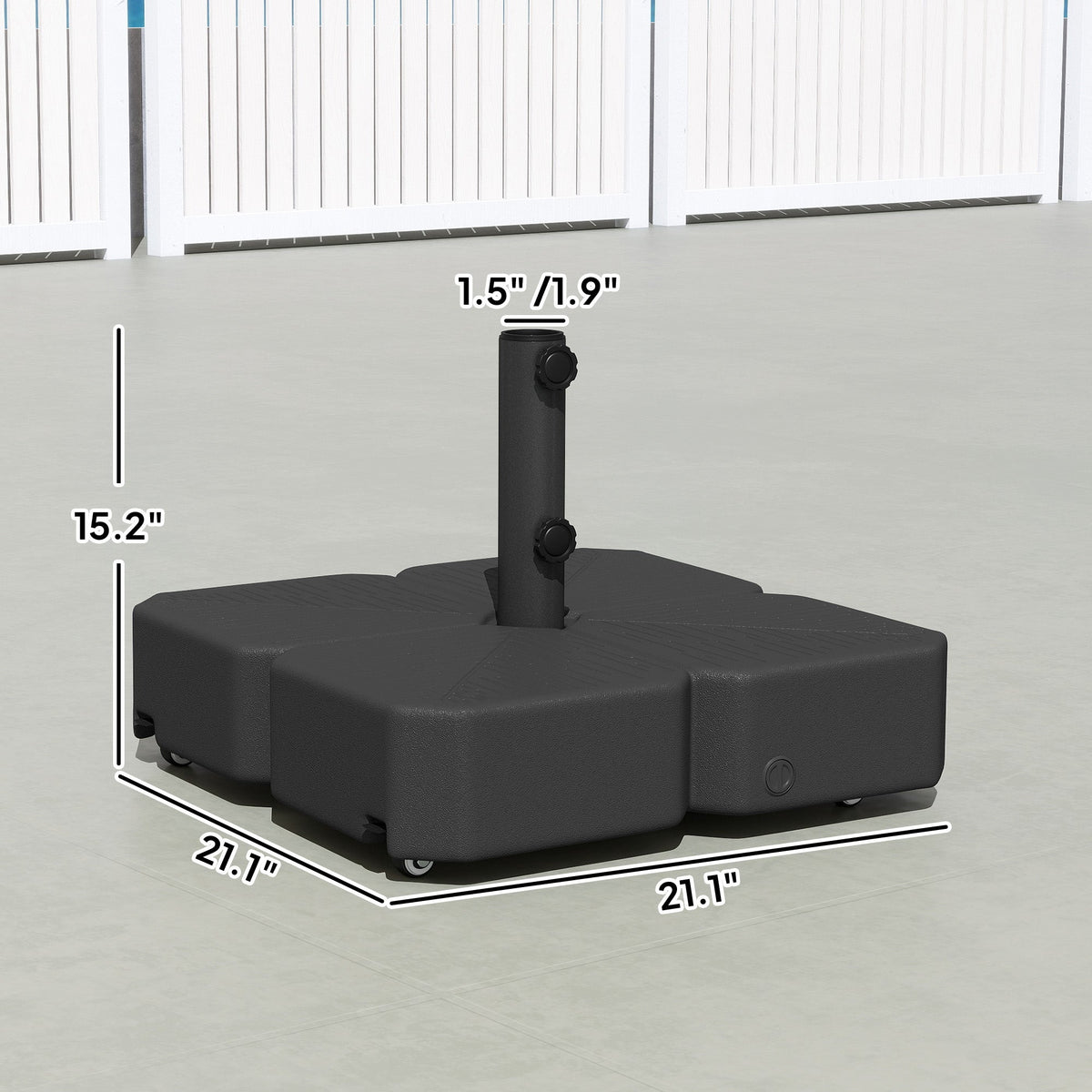 Square Patio Umbrella Base with Wheels, Black — product view 5