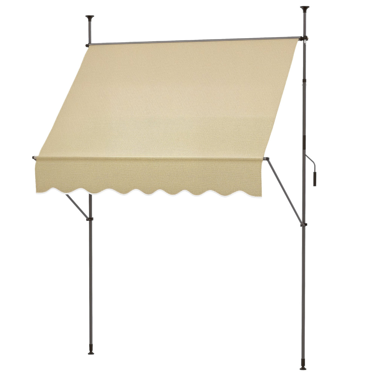 79" Manual Retractable Awning with Support Pole, Beige — product view 1