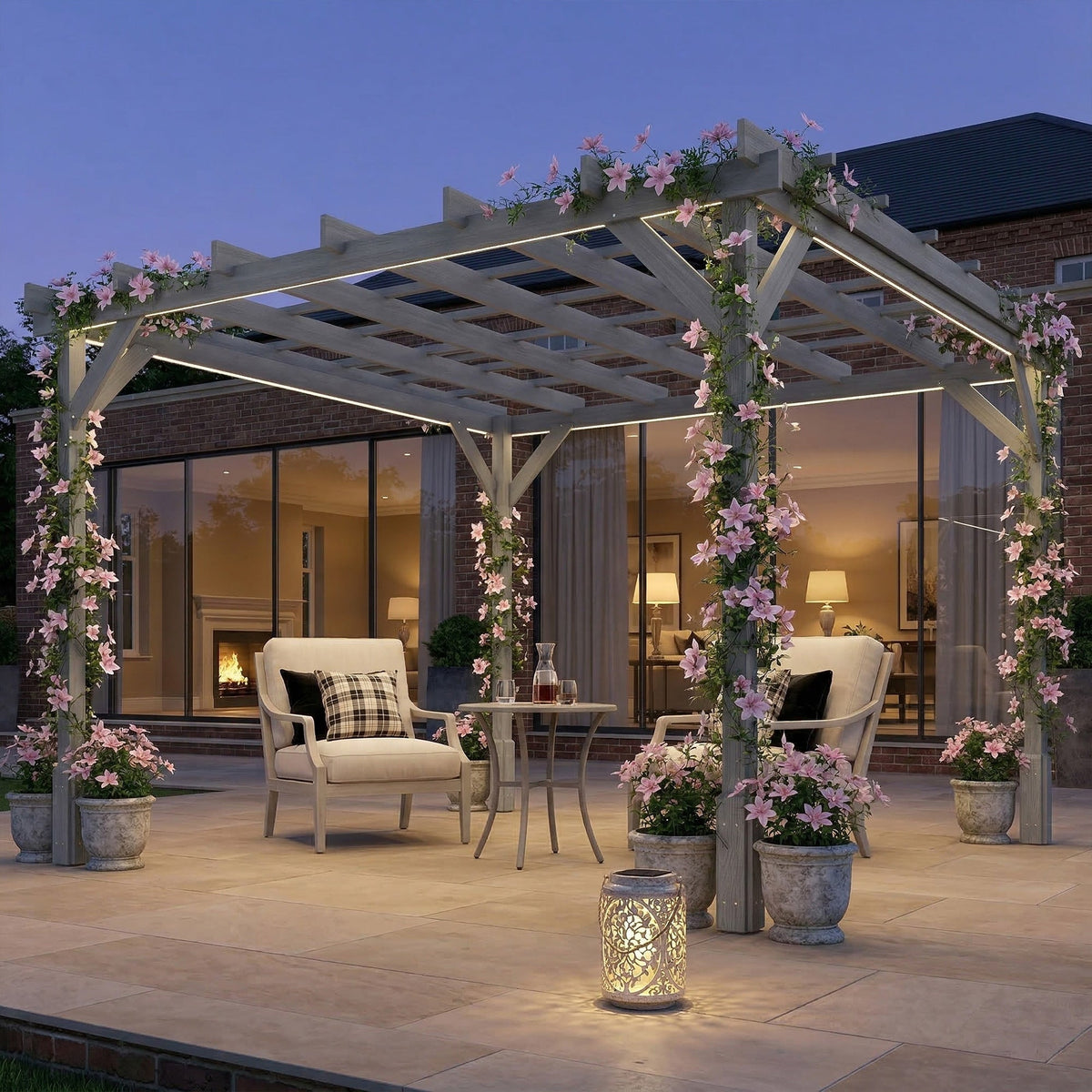 PerArbor 3 x 3 m Grey Wooden Pergola Kit with Stable Frame for Climbing Vines — product view 4