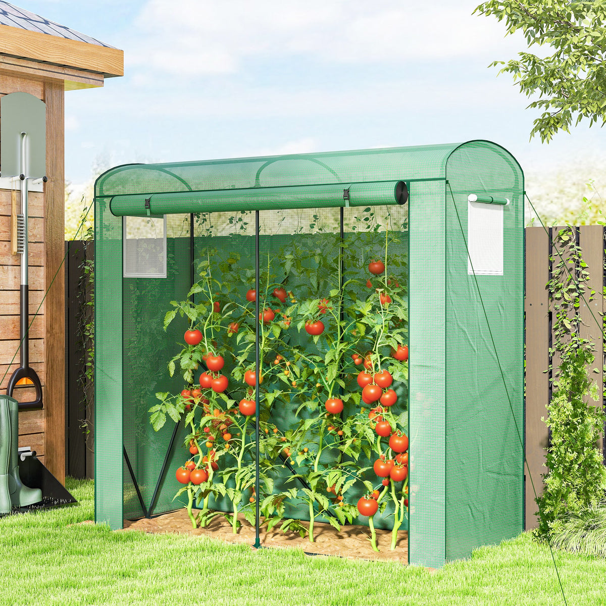78.7" x 29.5" x 74" Mini Greenhouse, Green — product view 3